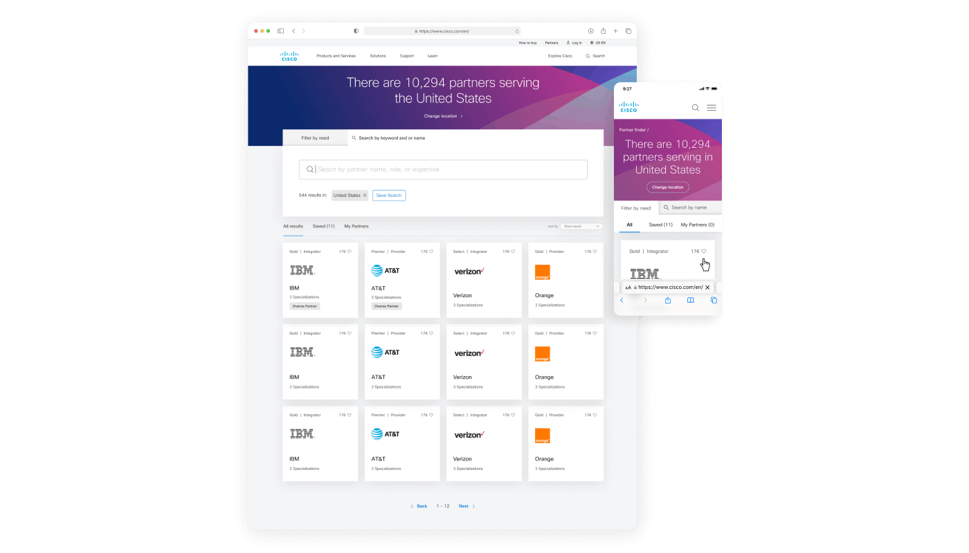 Cisco Partner Locator screens